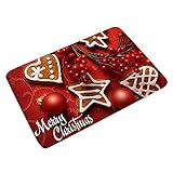 Chenfly Weihnachts Fussmatte, 40x60cm Weihnachtsmann Und Elch Muster Fußmatte, rutschfeste Schmutzfangmatte, Für Küchen Schlafzimmer Wohnzimmer Indoor Home Tepp