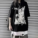 Cyuang Y2K Gothic Black T-Shirt Frauen Edgy Mode Metal Felsen T-Shirt Grunge Dunkle Gothic Bekleidung Straße Stil Hemd Frauen T-Shirt-schwarz_L