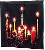 infactory Wandbild: LED-Leinwandbild Advent mit Kerzenflackern (LED Wandbild)