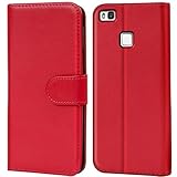 P9 Lite Hülle, Verco Handyhülle für Huawei P9 Lite Tasche PU Leder Flip Case Brieftasche - R