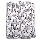 Kuscheldecke STONE GRAU WEISS XXL, Microfaser Fleece-Decke, 220x240 cm, flauschig weiche Wohndecke für Erw