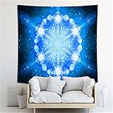 YYRAIN Bohemian Blue Hippie Mandala Home Wandbehang Bar Bankett Kunstwerk Dekoration Tapisserie College Wohnheim Mode Hintergrund Wand 73x97