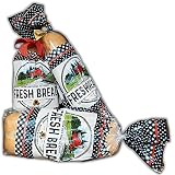 Brotbeutel mit Bindebändern, wiederverwendbar für hausgemachtes Brot, mittelgroß/groß, Kunststoff Brotbeutel für Geschenke, Bauernhaus-T