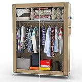 INTIRILIFE Faltschrank 108x170x45 cm in CRÈME BEIGE - mit Reißverschluss Stoffschrank Kleiderschrank mit Kleiderstange, Fächern und Seitentasche - Camping Steckschrank Textil Garderob