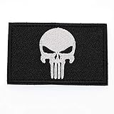 Cobra Tactical Solutions Punisher Totenkopf White Schwarz Military Besticktes Patch mit Klettverschluss für Airsoft Cosplay Paintball für Taktische Kleidung Rucksack