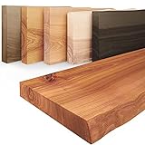 LAMO Manufaktur Wandregal Holz Baumkante, Bücherregal Pure ohne Befestigung, Farbe: Dunkel 40cm, LW-01-A-004-40