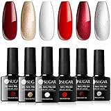 UR SUGAR 7,5ML UV Nagellack Weihnachts Thema Wein Rot Süßigkeiten Funkeln Schnee Wittchen Schellack Nagellack Shellac Set Gel Nagellack Kit Neujahr Geschenk 6PCS