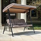 Home Deluxe - Hollywoodschaukel DESCANSO - Farbe: Beige - inkl. Sitz- und Rückenkissen - pulverbeschichtet - B/H/L 115cm x 195cm x 198cm I Gartenliege Gartenlounge Schaukellieg