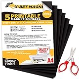 A4 Bedruckbares Magnetpapier - Magnetisches Fotopapier - Inkjet Glänzendes Magnetpapier zum Selber Bedrucken - Magnetpapier Glänzend - Magnetfolie - Bedruckbare Magnetische Blätter - 5 Stück