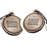 ​schenkYOU Schlüsselanhänger Set aus Holz, rund mit Gravur „Im Schicksal gefunden, durch Liebe verbunden!“
