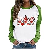 Hirolan Valentinstag GNOME Druck Tshirt Oberteile Damen Teenager MäDchen Elegant Sommer Herzen Drucken Tee Tops Kurzarm Pullover Vausschnitt Patchwork Fitness Sport Bluse Basic Tunic Tunika 2022