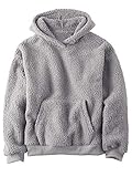 Gemijacka Pullover Kinder Kapuzenpullover Unisex Teddy-Fleece Sweatshirt mit Kapuze Jungen Mädchen Plüsch Winter Hoodie Grau 150