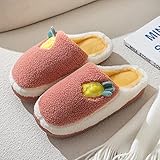 Perferct Lammfell Pantoffeln FüR Damen,Baumwollpantoffeln, Warme Hausschuhe FüR Damen, Mode-Cartoon-PlüSch Mit Rutschfesten Fellpantoffeln Mit Weichen Sohlen, Weihnachtspantoffeln-C_40-41