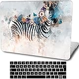 Zebras und Blumen Laptop Hülle Kompatibel mit MacBook Pro 14 Zoll Hülle(2021 Release A2442 M1 Pro/M1 Max Chip mit Touch ID),LYMGG Ultra Dünn Plastic Hartschale Hülle & T