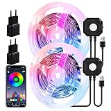 LED Strip 3M,LED Bettlicht mit PIR Bewegungssensor,RGB LED Streifen,Bluetooth APP Steuerung Bewegung Aktiviert Licht Leiste,Nachtlicht mit Bewegungsmelder,Nachtlicht Baby,Schlafzimmer,Babybett(2 Pcs)