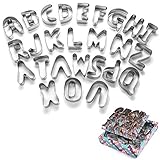 GEYUEYA Home 26 Stück Ausstechformen Buchstaben, Edelstahl Ausstechform Ausstecher Set Ausstechformen Keksausstecher Plätzchenform Keksschneider Set Backzubehö