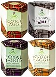 Schottische Haggis Packung mit 4: Traditionelle, mit Wildbret, Neeps & Tatties Haggis Mix und Scotch Whisky Geschmack Haggis Schottisches Essen Geschenke Schottlands Nationalg