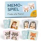 GLÜCKSWOLKE Memo - Spiel I Für Kinder ab 2 bis 6 Jahre I Montessori Spielzeug - fördert Konzentration + Merkfähigkeit I Lernspiele - Mit 7 Schwierigkeitsstufen I Kinderspielzeug - Neu (40 Karten)