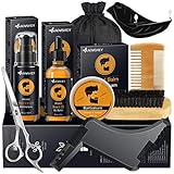 AOVSHEY Bartpflege Set für Männer 9 Teilig, Bart Set Herren mit 60mL Bartöl 60g Bartbalsam, Bartbürste, Bartkamm, Bartschere, Geschenkset für Vatertag Valentinstag Geburtstag W