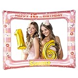 CINVEED 16. Geburtstag Deko Aufblasbarer Fotorahmen Selfie Bilderrahmen 55x69 cm Geburtstagsfeier Photo Booth Props für Mädchen Party Geburtstagdekoration Zubehö