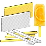 Acryl Cakesicle Eis am Stiel Sticks 4,5 Zoll Spiegel Eis am Stiel Sticks Wiederverwendbare Creamsicle Sticks Eis Acryl Eis am Stiel Stick für DIY Handwerk (Silber, Gold, 50)