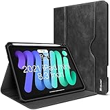 HOLIMET Hülle für iPad Mini 6 2021 8,3 Zoll PU Leder Smart Folio Ständer Schutzhülle mit Stifthalter Fronttasche Automatisches Aufwachen/Schlafen (Black)