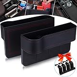 2PCS Aufbewahrungsbox Auto, PU Auto Organizer Multifunktionsaufbewahrung Car Seat Pocket, Aufbewahrungsbox für Autositzlücken Ablagefach Ablagen, für Brieftasche Handy Zigarettenschlüssel, Schw