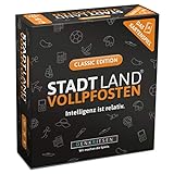 DENKRIESEN - Stadt Land VOLLPFOSTEN - Das Kartenspiel - Classic Edition | Wichtelgeschenk | Stadt Land Fluss Familienspiel | Geburtstagsgeschenk | Reisesp