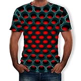 Huichang Herren Sommer Bluse Slim Fit T-Shirt 3D Druck Kurzarm – Kreatives Top mit Rundhalsausschnitt und Vertigo Print XXXXXXL