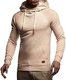 Leif Nelson Herren Kapuzenpullover Slim Fit Baumwolle-Anteil Moderner weißer Herren Hoodie-Sweatshirt-Pulli Langarm Herren schwarzer Pullover-Shirt mit Kapuze LN8125 Hell-Braun M