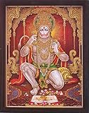 HandicraftStore Hanuman Reziting Shri Ram Shri Ram, Poster Gemälde mit Rahmen für Dekoration und Geschenk