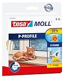 tesa 05390 – 00110 – 00 Gummidichtung für Fenster und Türen, P-Profil, White, Farbe: weiß