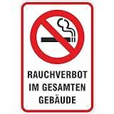 Schild Rauchverbot/Rauchen verboten im gesamten Gebäude aus Aluminium-Verbundmaterial 3mm stark 20 x 30