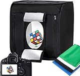 LTRINGYS Fotobox Lichtzelt 60x60CM/24x24'' mit 2X LED Beleuchtung 5500K,Fotografie Fotostudio Box Lichtzelt mit 4 Hintergründe für Fotografie(Schwarz, Weiß, Blau und Grün)
