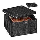 Relaxdays Thermobox für Essen, klappbare Isolierbox, mit Deckel, EPP, 17 L, für Pizza Lieferservice, Einkäufe, schwarz, 10032719, 1 stück