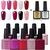 Elite99 UV Nagellack Set Herbst und Winter Kollektion, Weihnachten Geschenk Gellacke 10 Stück mit Base Coat und Top Coat, Nail Design Starter Kit005