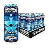 Rockstar Energy Drink XDurance Blueberry - Koffeinhaltiges Erfrischungsgetränk für den Energie Kick, EINWEG (12x 500ml)