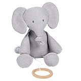 Nattou 929028 Tembo Cotton Knitted Elephant Musical Soft Toy Spieluhr, Grau (gestrickt), 28