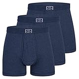 ESGE - Jeans - Herren Pants Shorts - im 3er Spar-Pack - Unterhose kurz mit Bein - Feinripp mit Eingriff und weichem Komfortbund Größe 5 bis 9 - Dunkel-Blau und Schwarz (6, 3 X Marine)