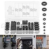 Kabeltülle Gummitülle Kabeldurchführung, Kabel Gummidurchführung Schwarz Rubber Ring Kit, Kfz Gummistopfen Kabeldurchfuehrung Gummi Dichtungsringe Unterlegscheiben Sortiment Set für Draht Steck