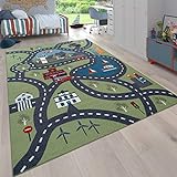 Paco Home Kinder-Teppich Für Kinderzimmer, Spiel-Teppich Mit Straßen-Motiv, In Grün, Grösse:140x200