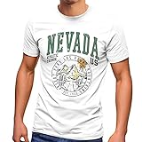 Neverless® Herren T-Shirt USA Nevada Schriftzug Las Vegas Desert Fashion Streetstyle weiß M
