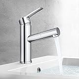 Homelody Wasserhahn Bad armatur mit herausziehbarer Messing Brause zum Haarewaschen Einhebelmischer Waschtischarmatur Badarmatur Warm Kalt Mischbatterie Chrom Waschbeckenarmatur für B