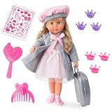 Bayer Design – Puppe, interaktives Charlene mit Langen Haaren, schlafenden Augen, Sprechen und Singen 90 Sätze, 2 Gedichte und 8 Lieder, Französische Sprache, 94635AY, Grau, R