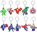 10Pcs Schlüsselanhänger Kinder,Superhelden Avengers Schlüsselring mit Schlüsselband,Schlüsselanhänger aus Silikon Für Kinder und Erwachsene Geeig