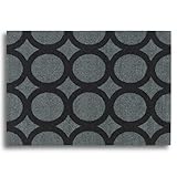 Fußmatte 40x60 cm mit geometrische Muster grau schwarz aus Polyester und Rutschfester Gummi Unterlage, Fußabtreter, Schmutzfangmatte, Fußabstreifer, Türvorleger, Türmatte, IKEA Mej