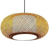 Bkrred Kronleuchter Rattan Pendelleuchte DIY Bambus Deckenleuchte Retro Pendelleuchte Licht Hängelampe Deckenleuchte Für Wohnzimmer Schlafzimmer Flur Esszimmer B