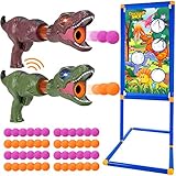 Tacobear Schießspiel Kinder Spielzeug Jungen 5 6 7 8 9 10+ Jahre Dinosaurier Spielzeug Pistole Zielscheibe mit Ton Licht Schießspielzeug Power Popper Blaster Schaumball Spiele für Drauß