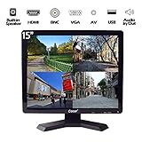 15-Zoll Profi CCTV-Monitor VGA HDMI AV BNC, 4:3 HD-Display (LED-Hintergrundlicht) 1024x768 Pixel LCD-Sicherheitsbildschirm mit USB-Laufwerksplayer für Heim- / Shop-Überwachungskamera STB PC usw