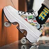 JPMGEW Vierrädrige Verformbare Schuhe, Automatic Walking Shoes Invisible Pulley Shoes Skates Kick Rollers Shoes Skates Retractable Adult Double-Row Retractable Skating Roller Skates S